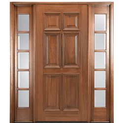 MAI Doors MC10AP-1-2 | 6-Panel Exterior Mahogany Wood Door Two Sidelites