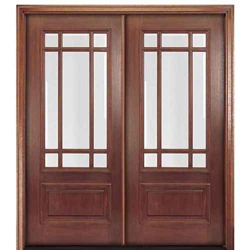 MAI Doors DML9-2 | 9-Lite Marginal TDL Mahogany Entry Double Doors
