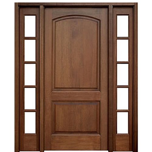 4-Lite Low-E Mahogany Prehung Wood Double Door Unit with Sidelites