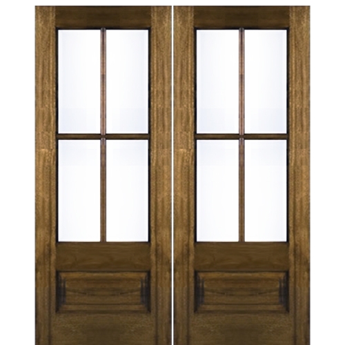 Hoelscher Doors TDL 4-Lite 1 Panel NRM-2|Mahogany Wood Exterior Double ...