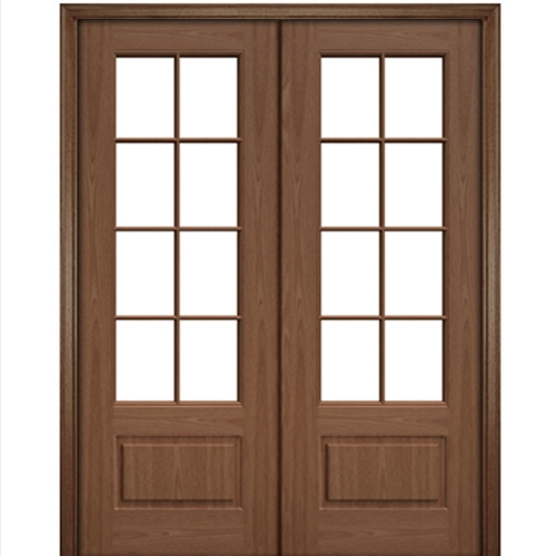 8-Lite Full Lite Fiberglass Prehung Patio Double Door Unit - Door Clearance  Center