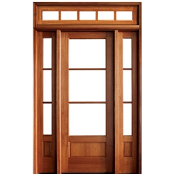 Oval Glass Mahogany Door with Rectangular Transom